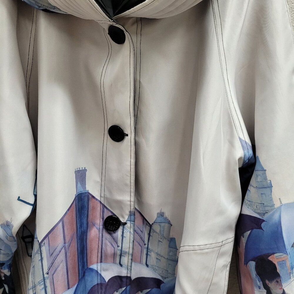 NWT's Gorgeous Oopera Paris Art Design Reversible Raincoat Plus Size 2X - Picture 2 of 11